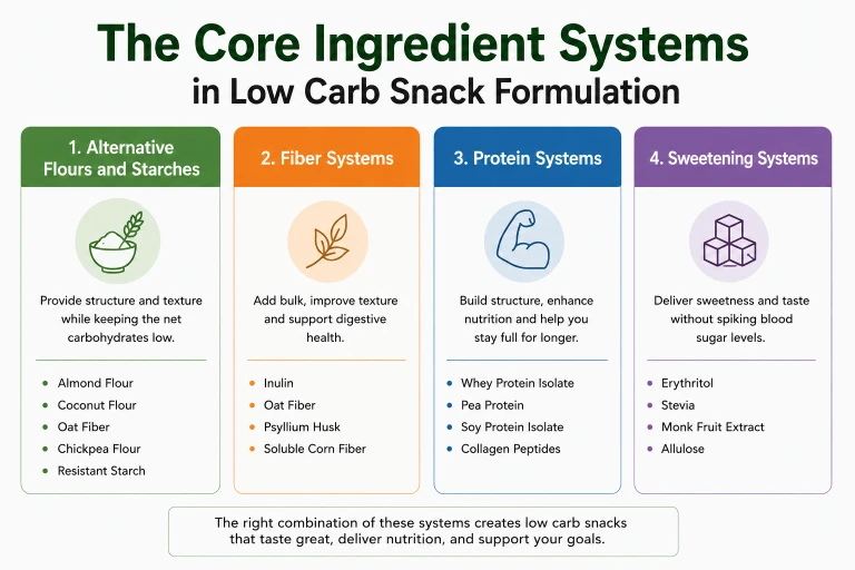 The Core Ingredient Systems in Low Carb Snack Formulation